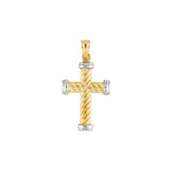 Two-Tone Twisted Rope Cross Pendant