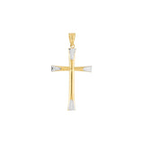 Two-Tone Diamond-Cut Tipped Cross Pendant