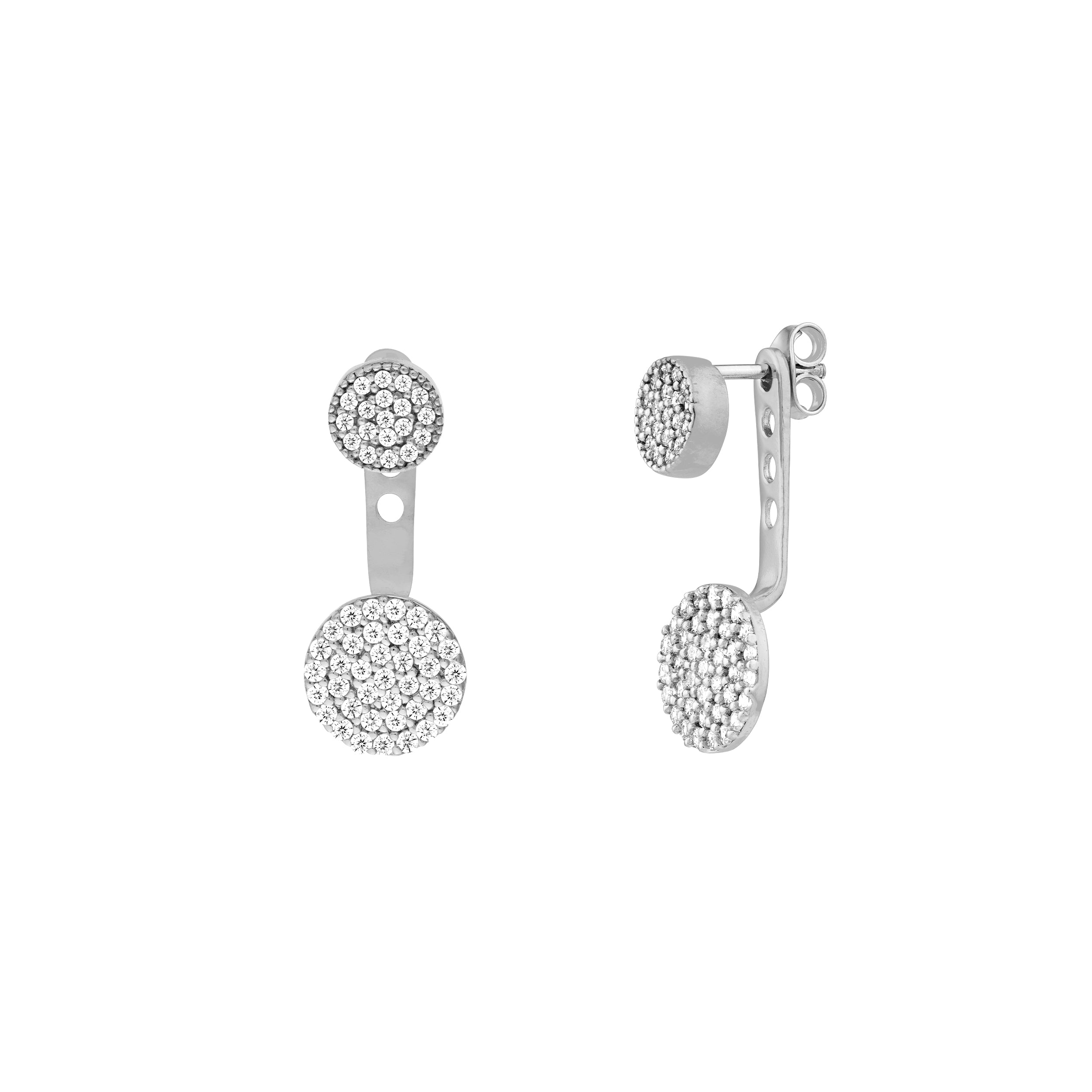Sterling Silver CZ Double Circle Earring Jackets