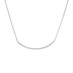Sterling Silver Curved CZ Bar Adjustable Necklace