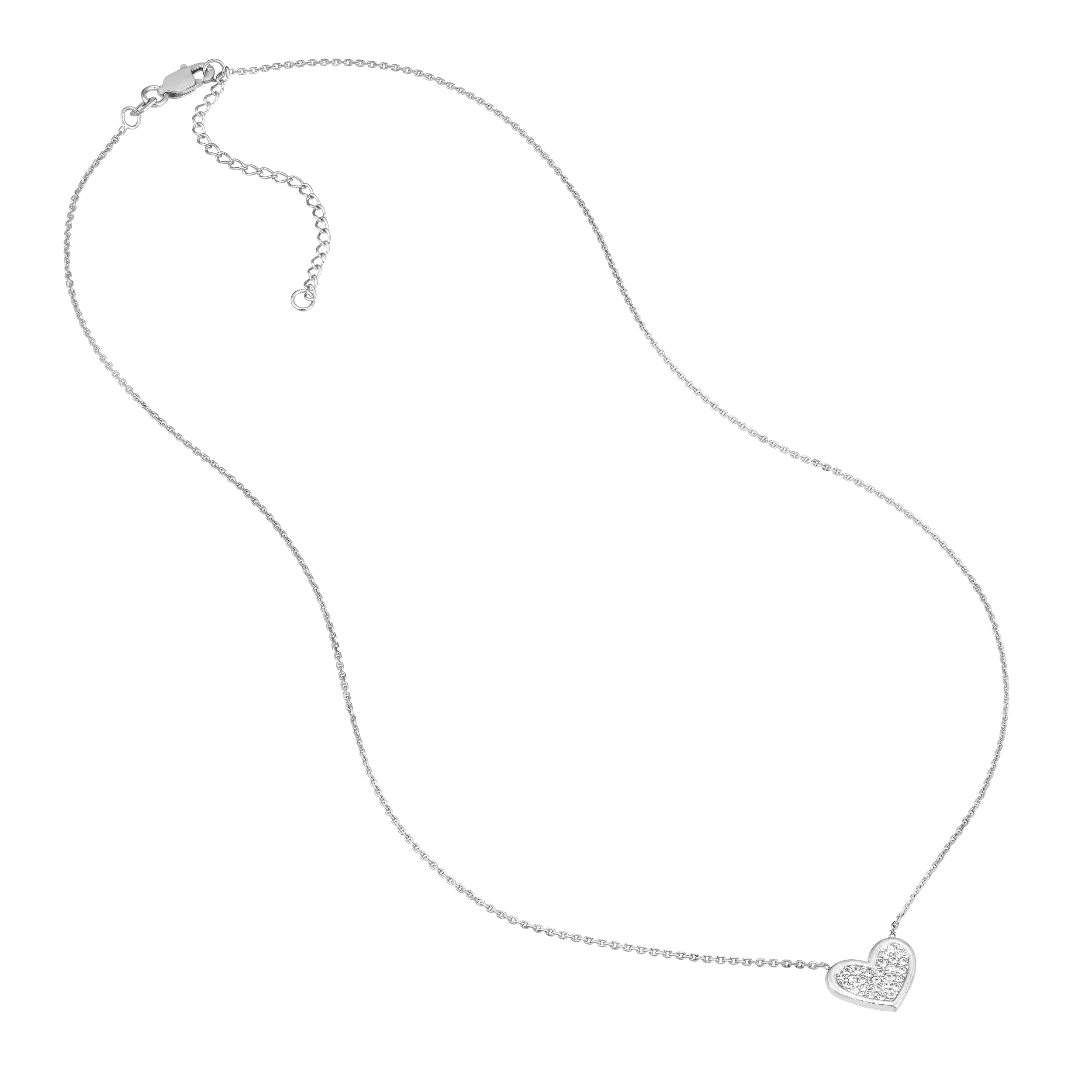 Sterling Silver CZ-Filled Heart Adjustable Necklace