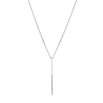 Sterling Silver Half-CZ Vertical Bar Adjustable Necklace