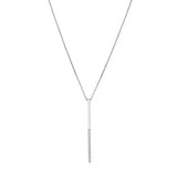 Sterling Silver Half-CZ Vertical Bar Adjustable Necklace