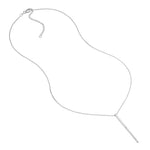 Sterling Silver Half-CZ Vertical Bar Adjustable Necklace
