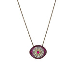 Sterling Silver Pink and CZ Evil Eye Necklace