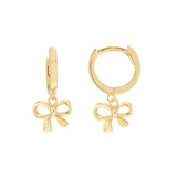 Mini Huggie Hoop Earrings with Bow Drop