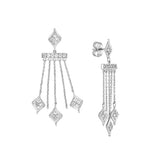Sterling Silver Diamond-Shaped CZ Chandelier Dangle Earrings