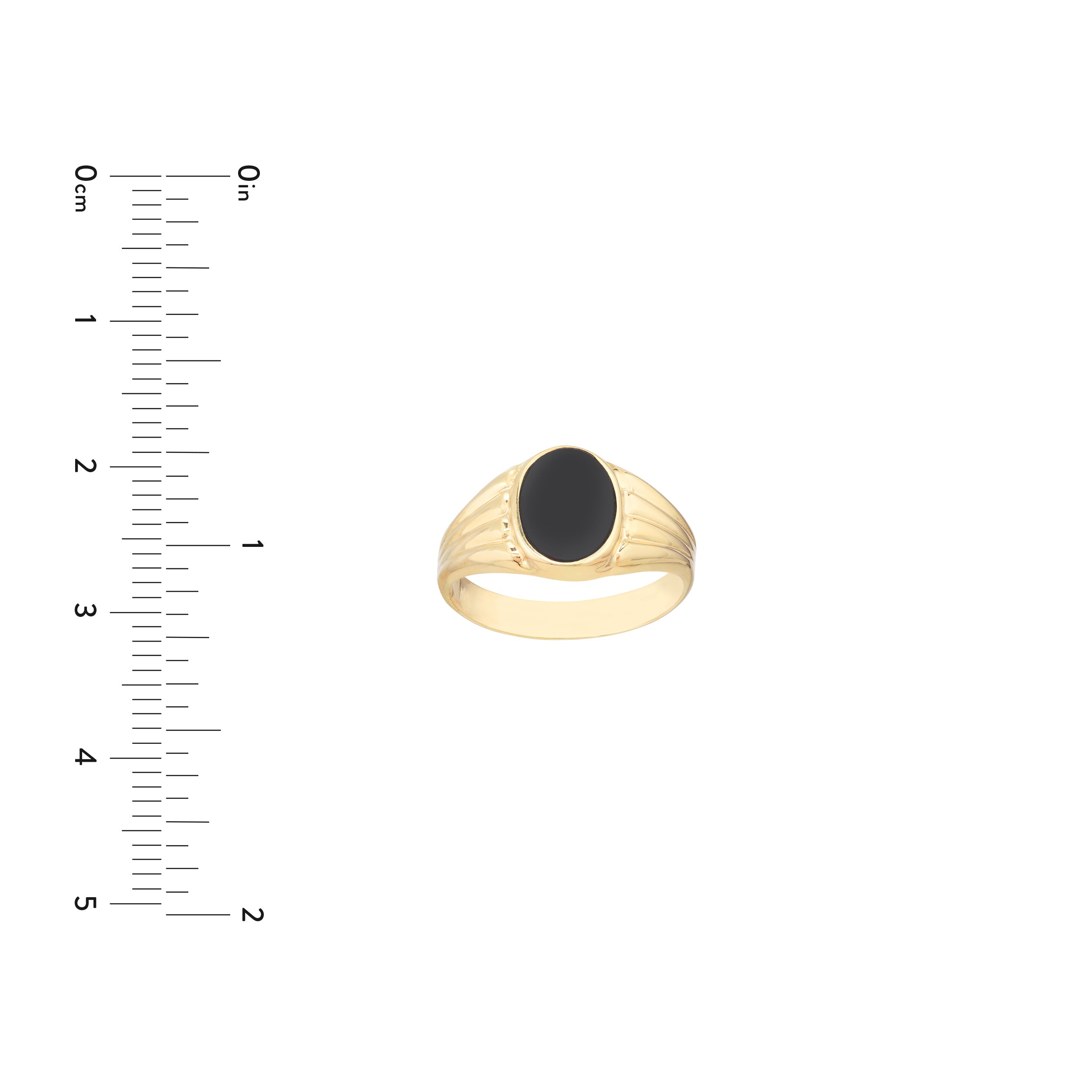 Oval Onyx Signet Ring with Textured Sides