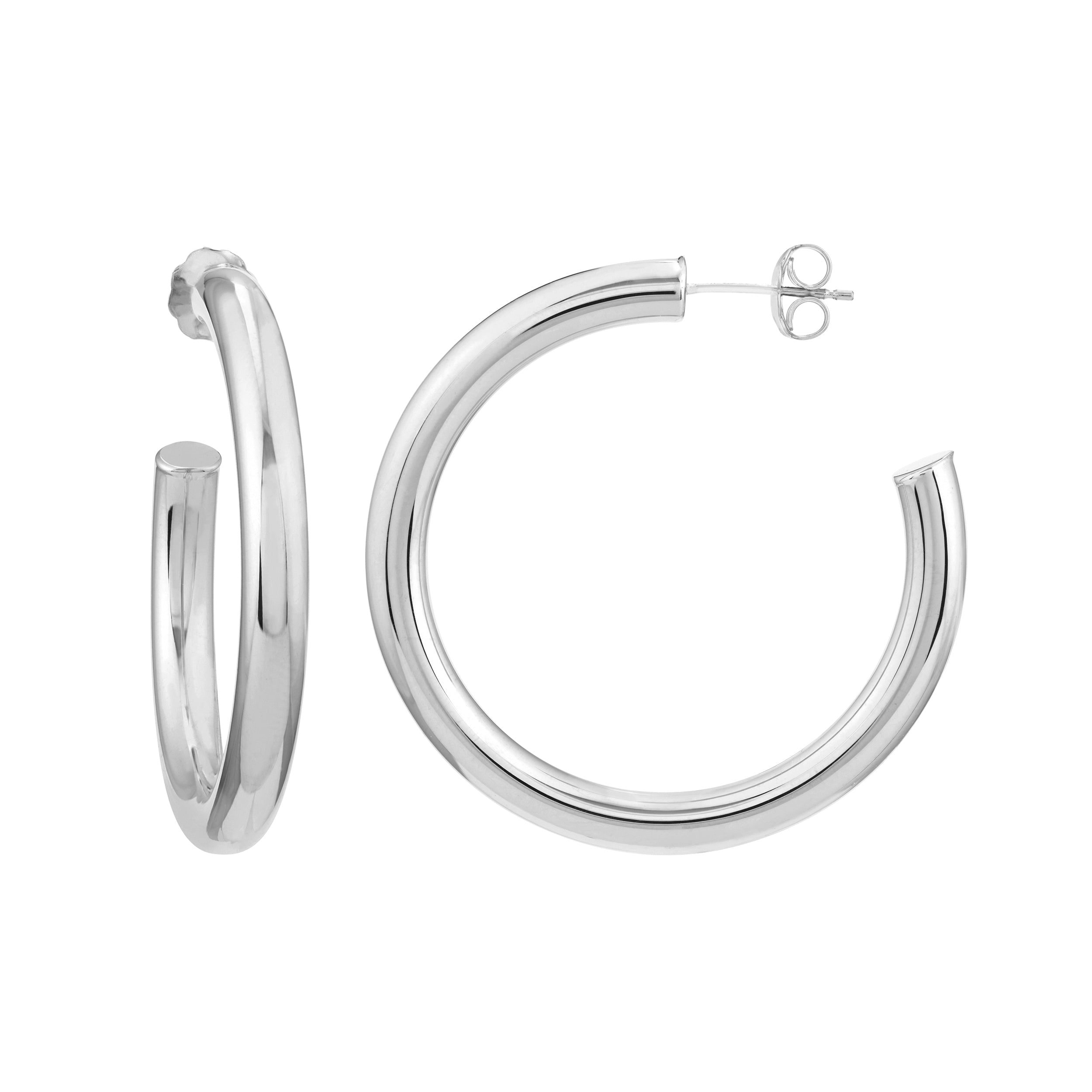 4mm x 35mm Tube Hoop Earrings