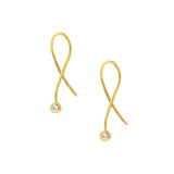 1/15tcw Diamond Bezel Wire Threader Earrings