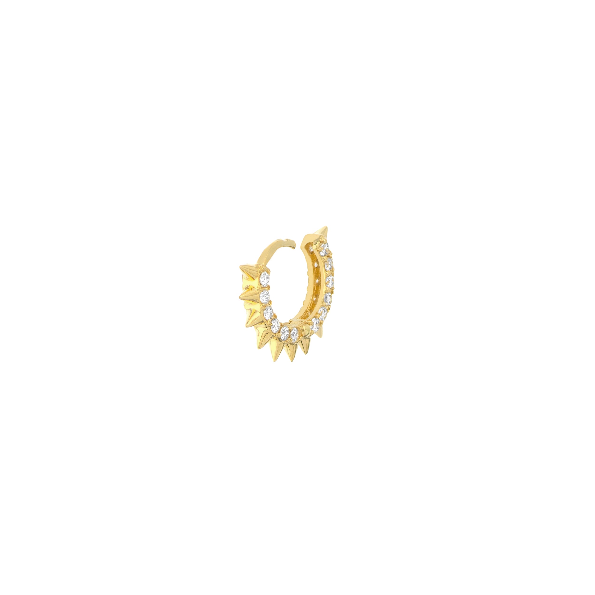 Pavé Diamond Sides Spiked Huggie Earrings