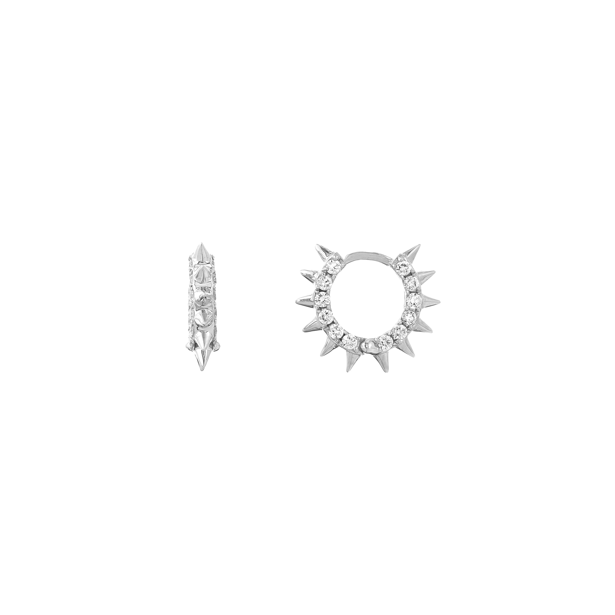 Pavé Diamond Sides Spiked Huggie Earrings