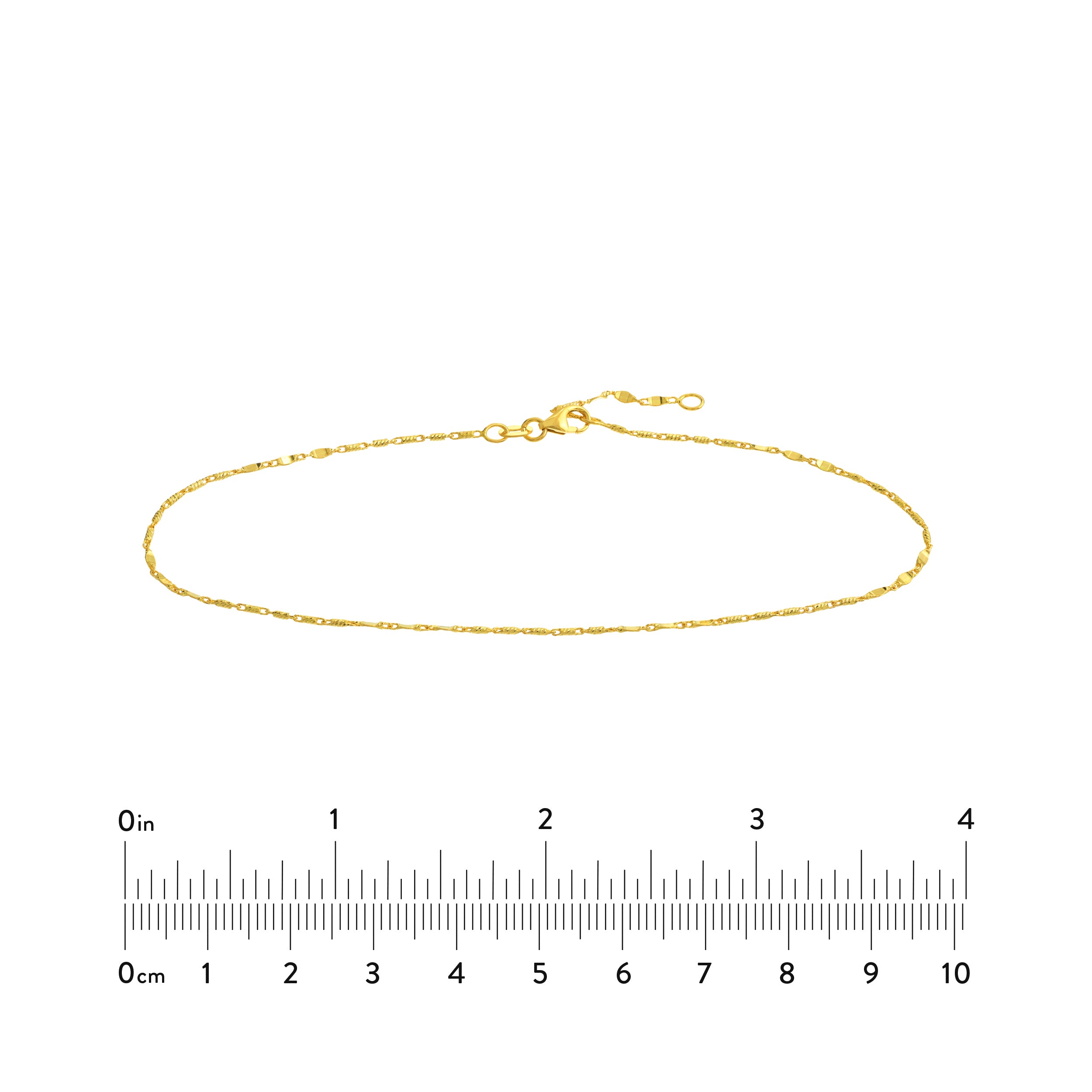 Flat Diamond-Cut Stations Adjustable Anklet