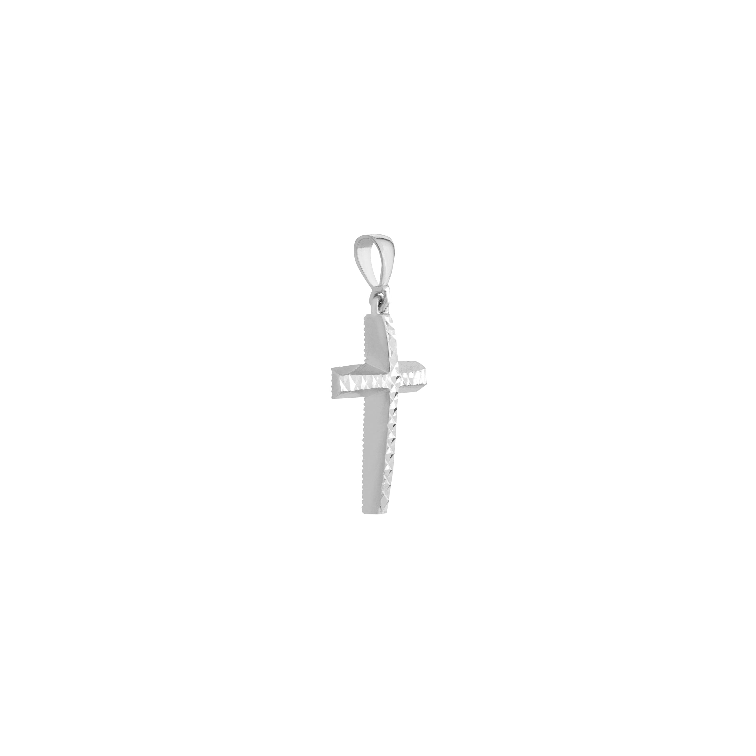 3D Diamond Cut Top Cross Pendant