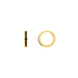 Black Enamel Baby Hoop Earrings
