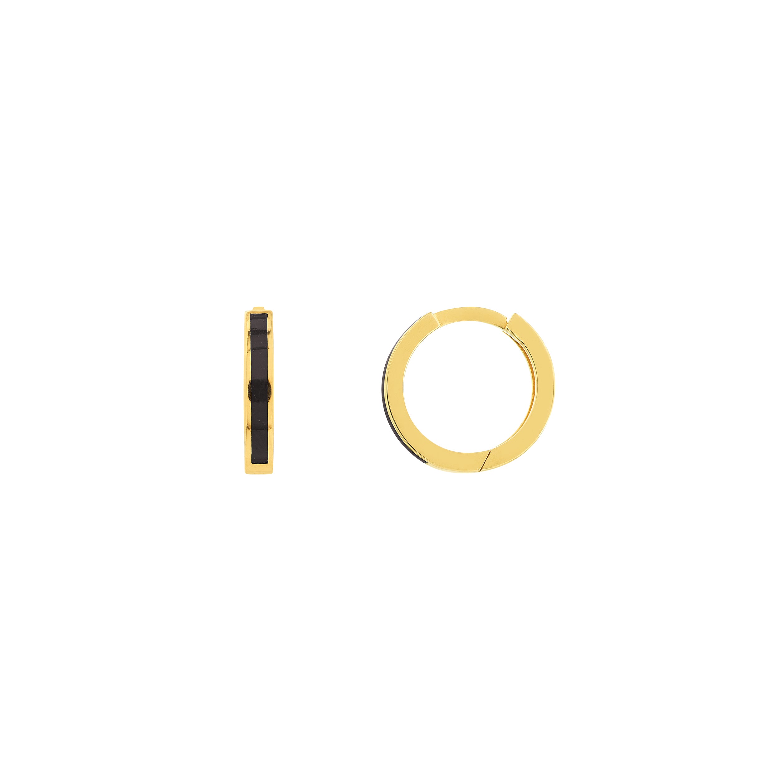 Black Enamel Baby Hoop Earrings