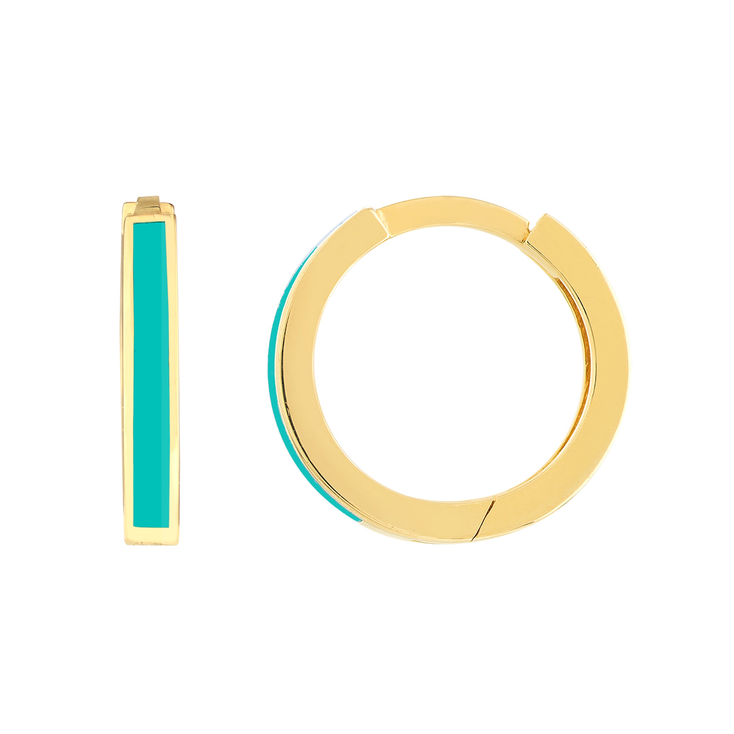 Turq Enamel Baby Hoop Earrings