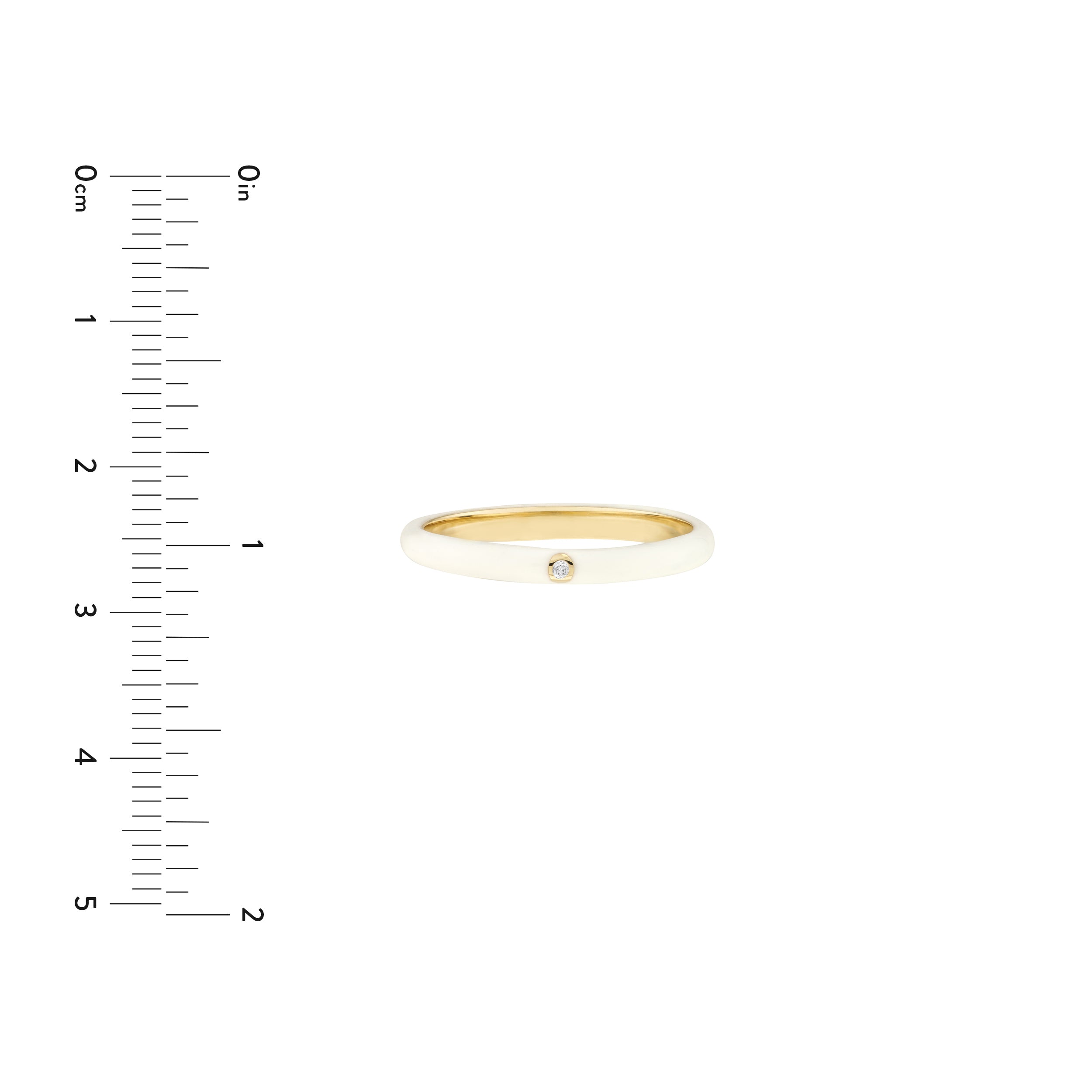 Diamond Bezel on White Enamel Band Ring