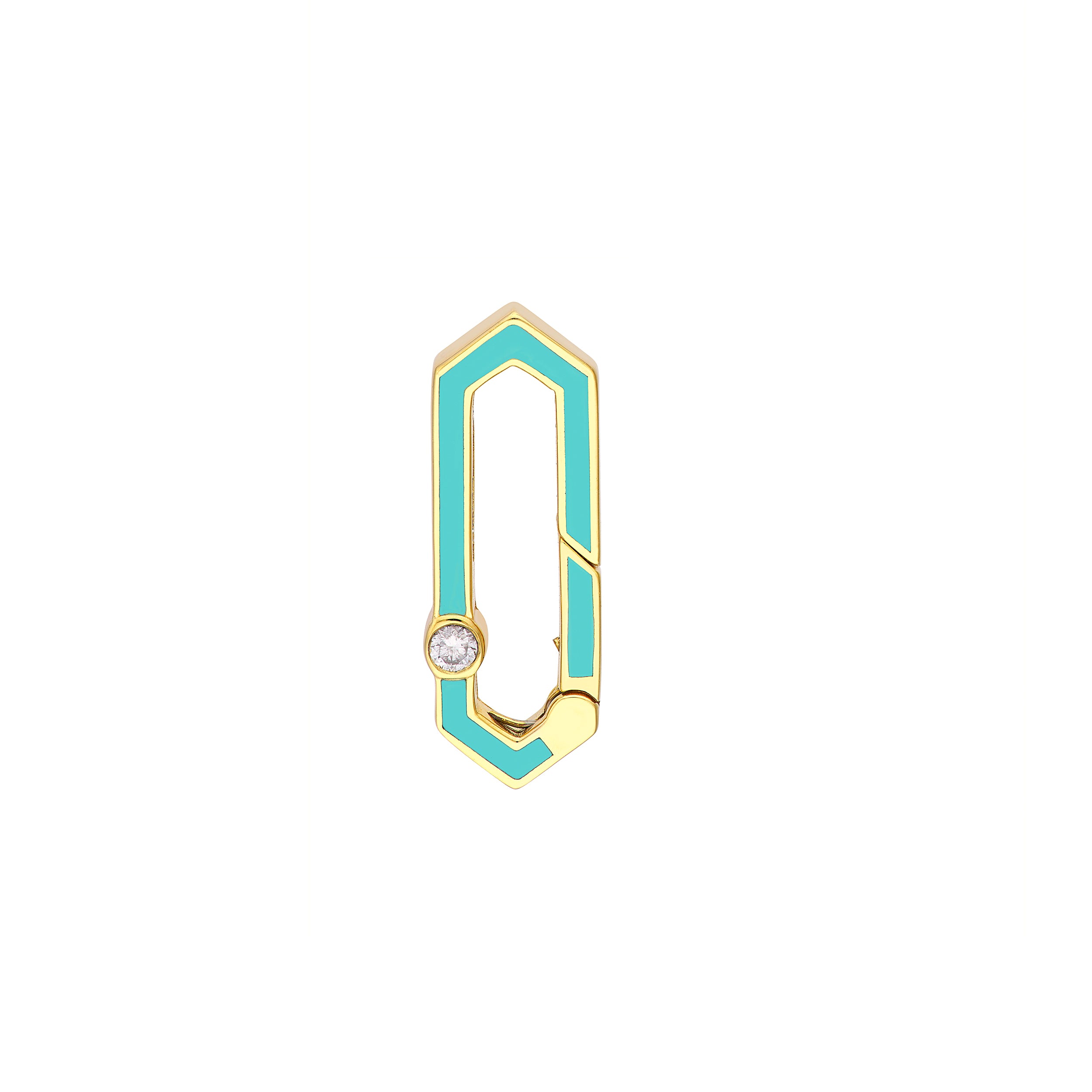 Diamond Bezel Turq Enamel Hexagon Push Lock