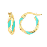 Medium Turquoise Enamel Round Twist Hoops