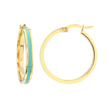 Large Turquoise Enamel Round Hoops