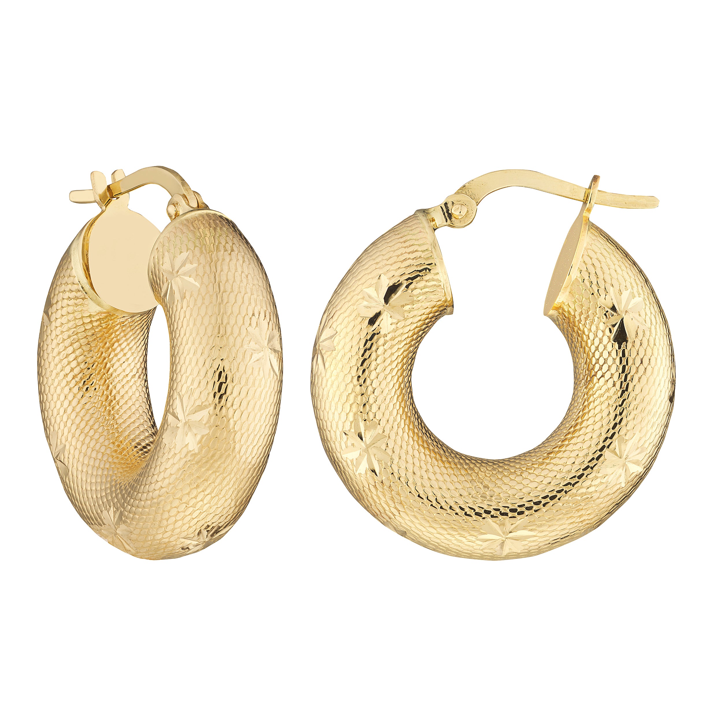 Round Textured D/C Hoop Earrings