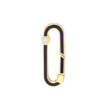 1/20tcw Diamond Black Enamel Oblong Push Lock