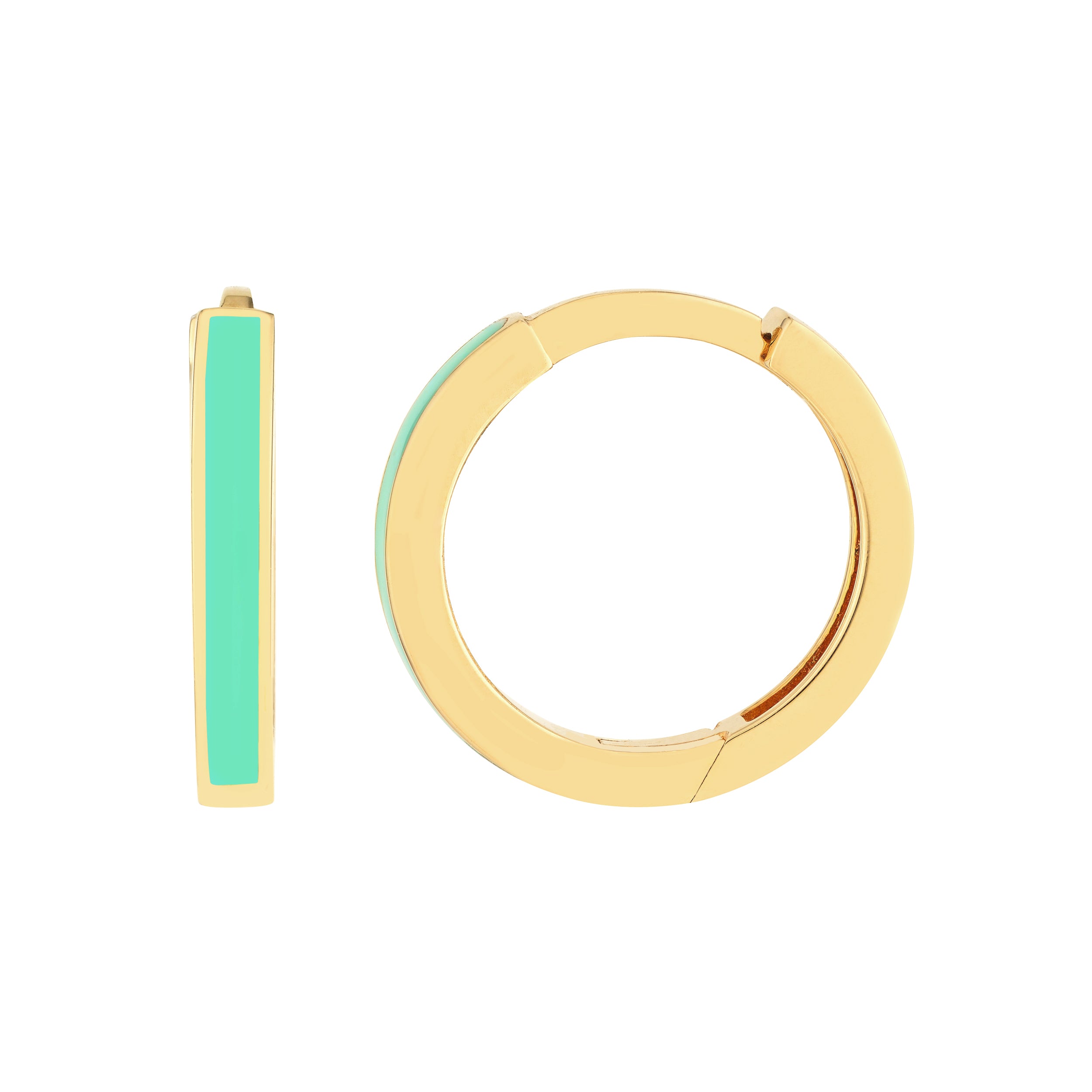 Lt Turquoise Enamel Baby Hoop Earrings