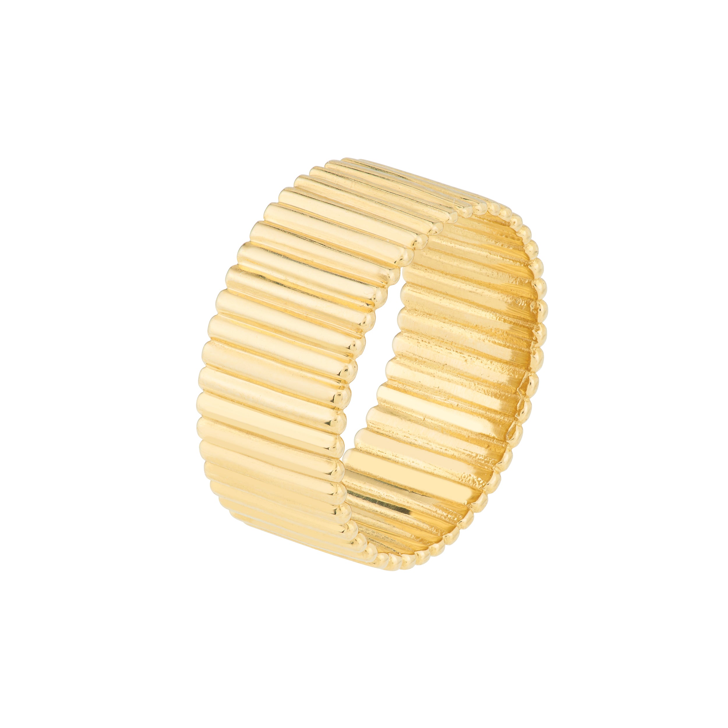 Ribbed Cigar Wide Band Ring