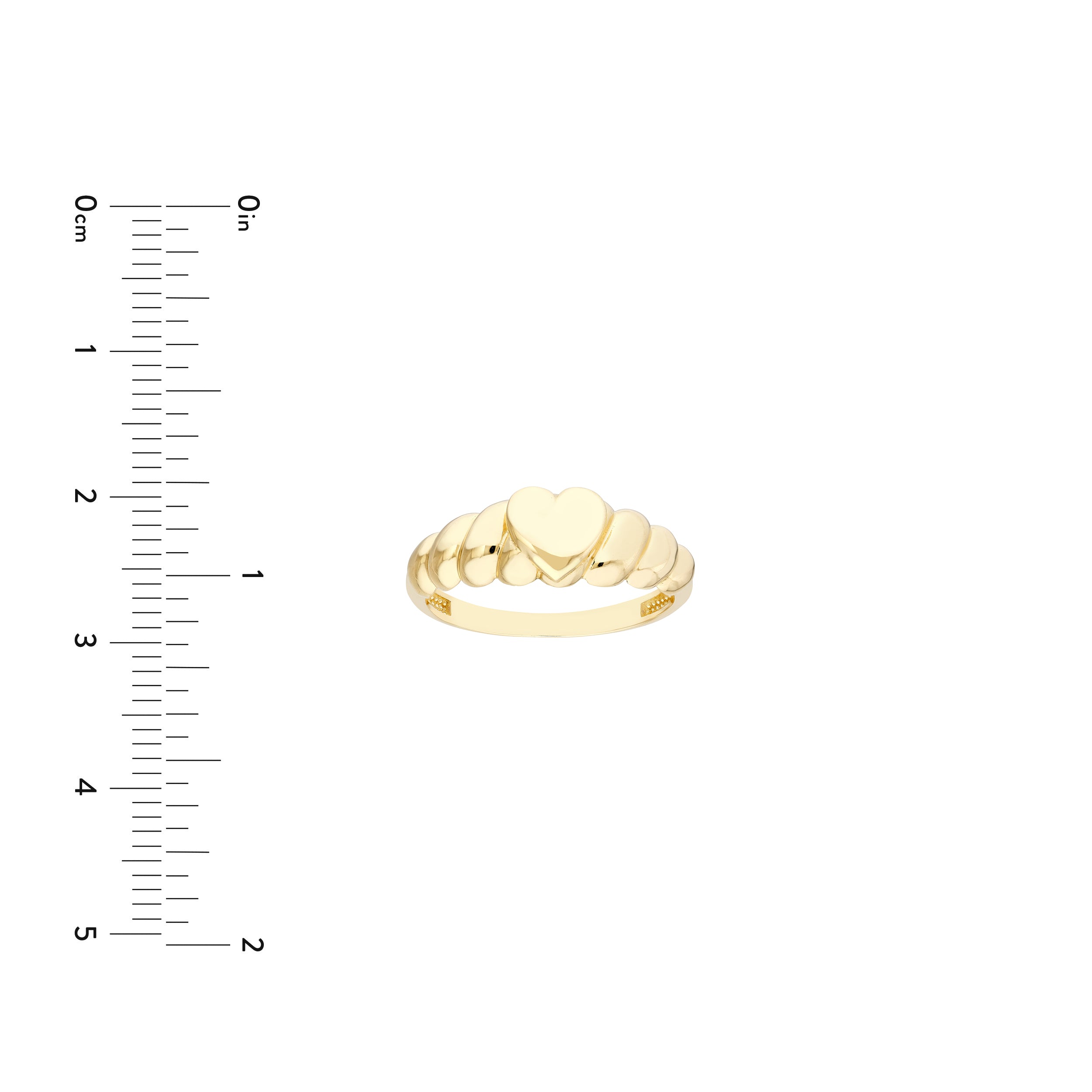 Puffed Heart Ribbed Sides Ring