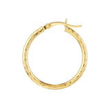 2mm x 20mm Diamond-Cut Hoop Earrings