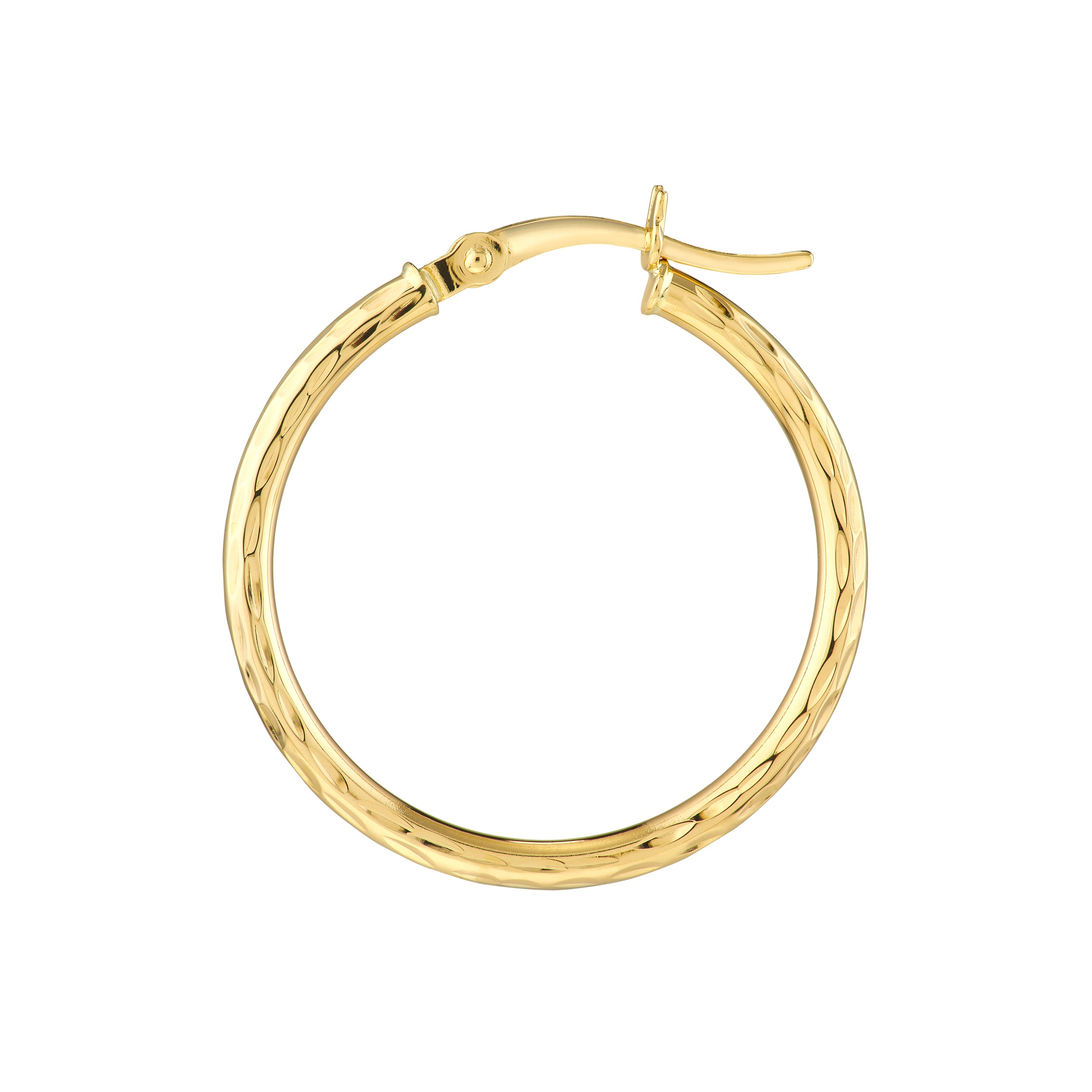 2mm x 20mm Diamond-Cut Hoop Earrings