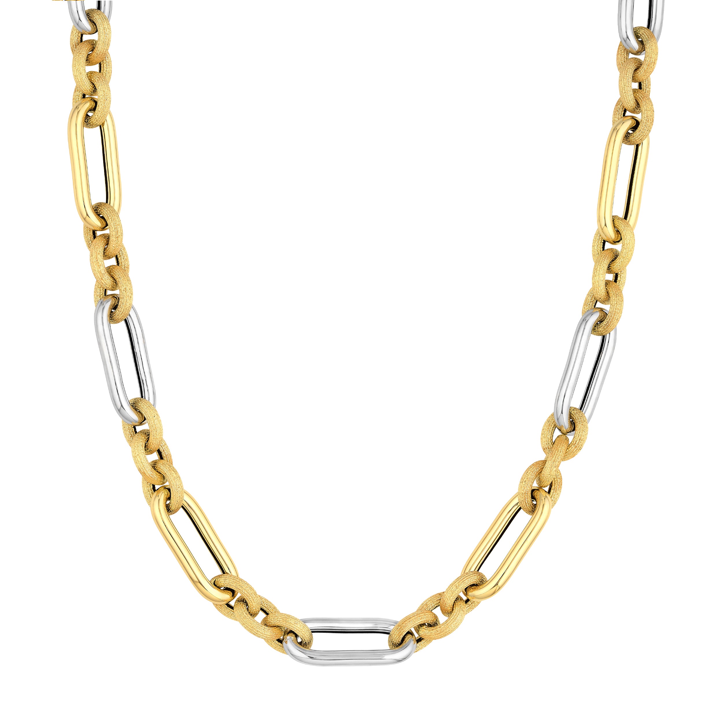 Two-Tone (3+1) Paper Clip Brushed Polished Chain