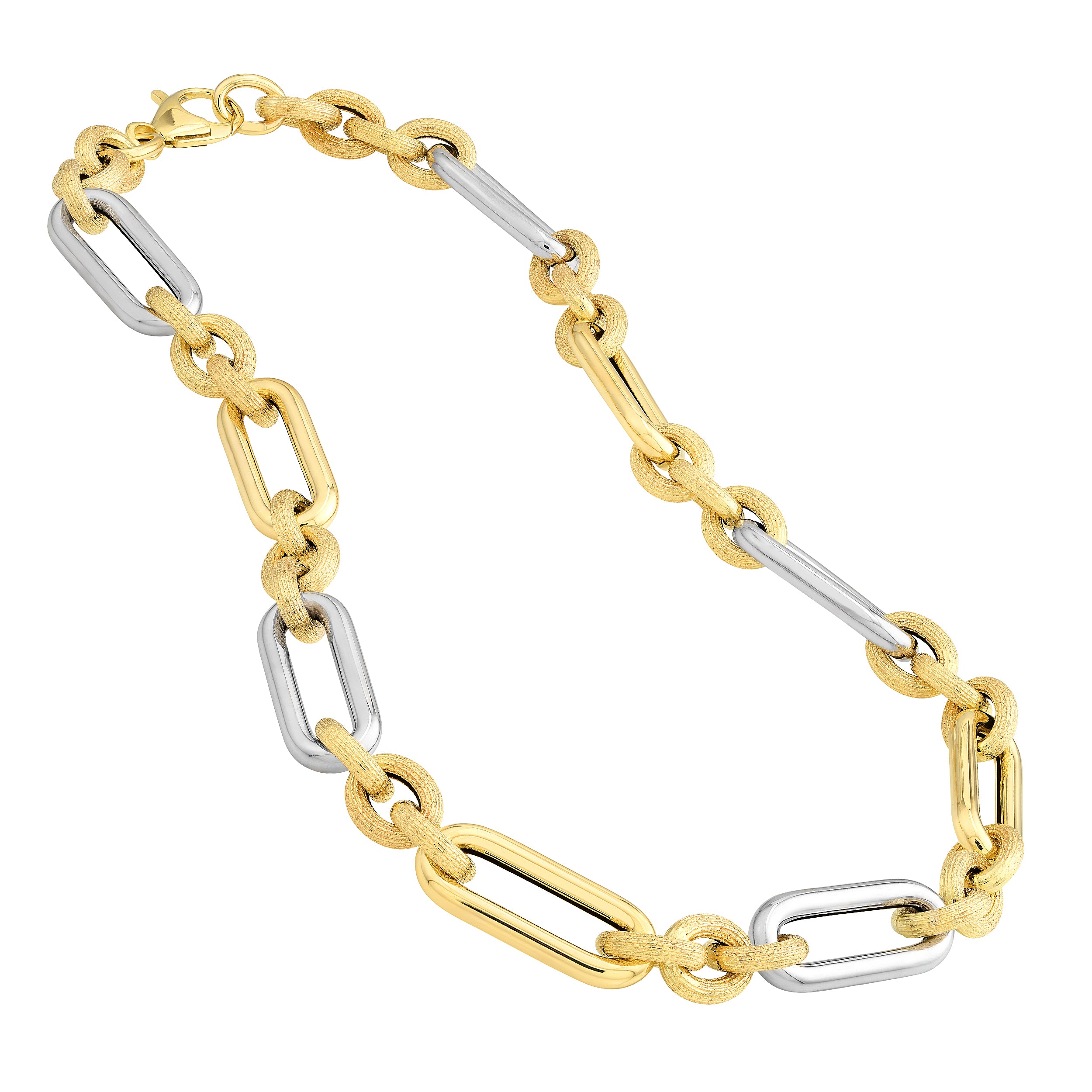 Two-Tone (3+1) Paper Clip Brushed Polished Chain