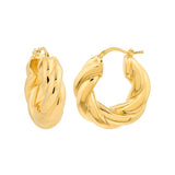 Wide Twisted Puff Hoop Earrings