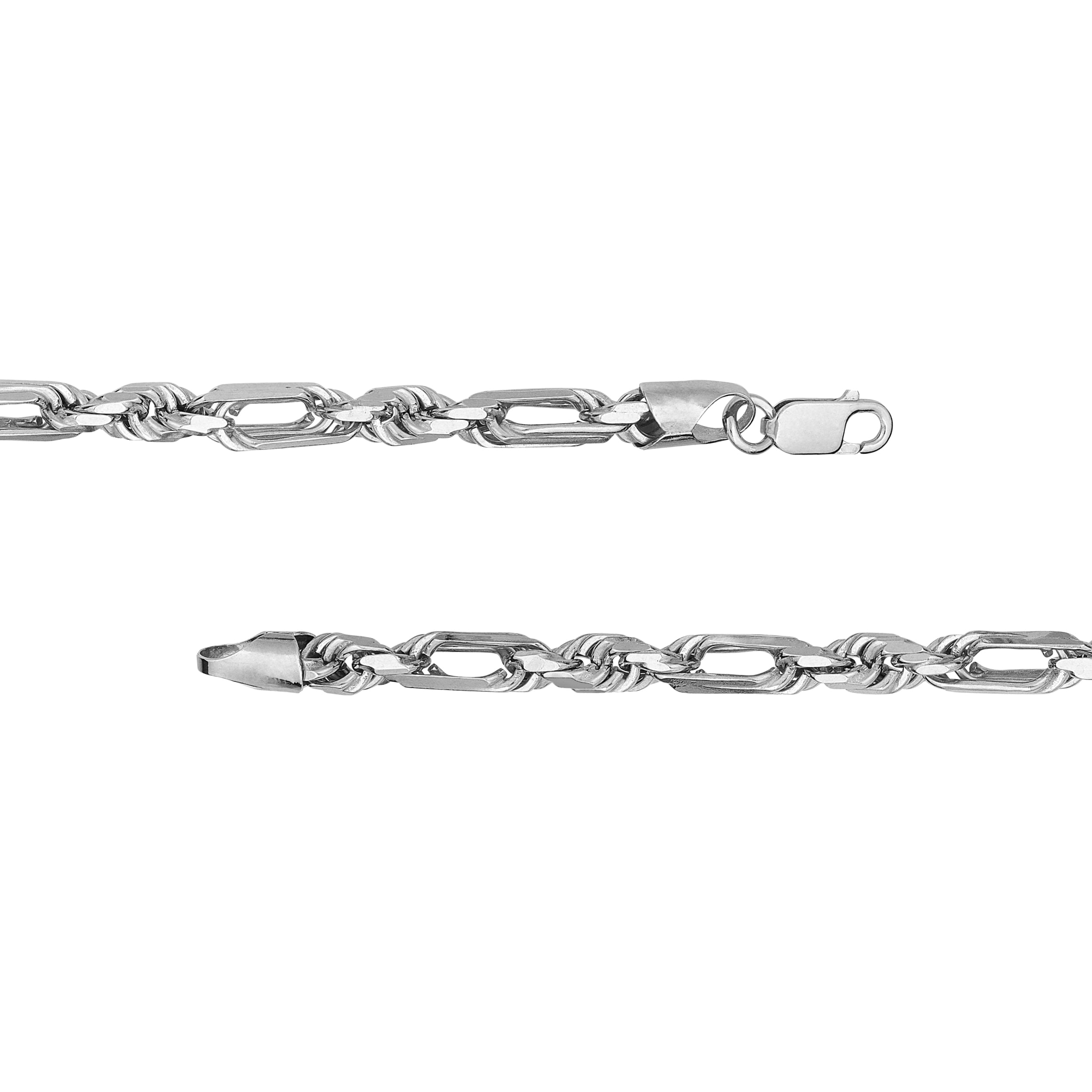 Sterling Silver 5.80mm D/C Figarope Milano Chain w Lob Lock