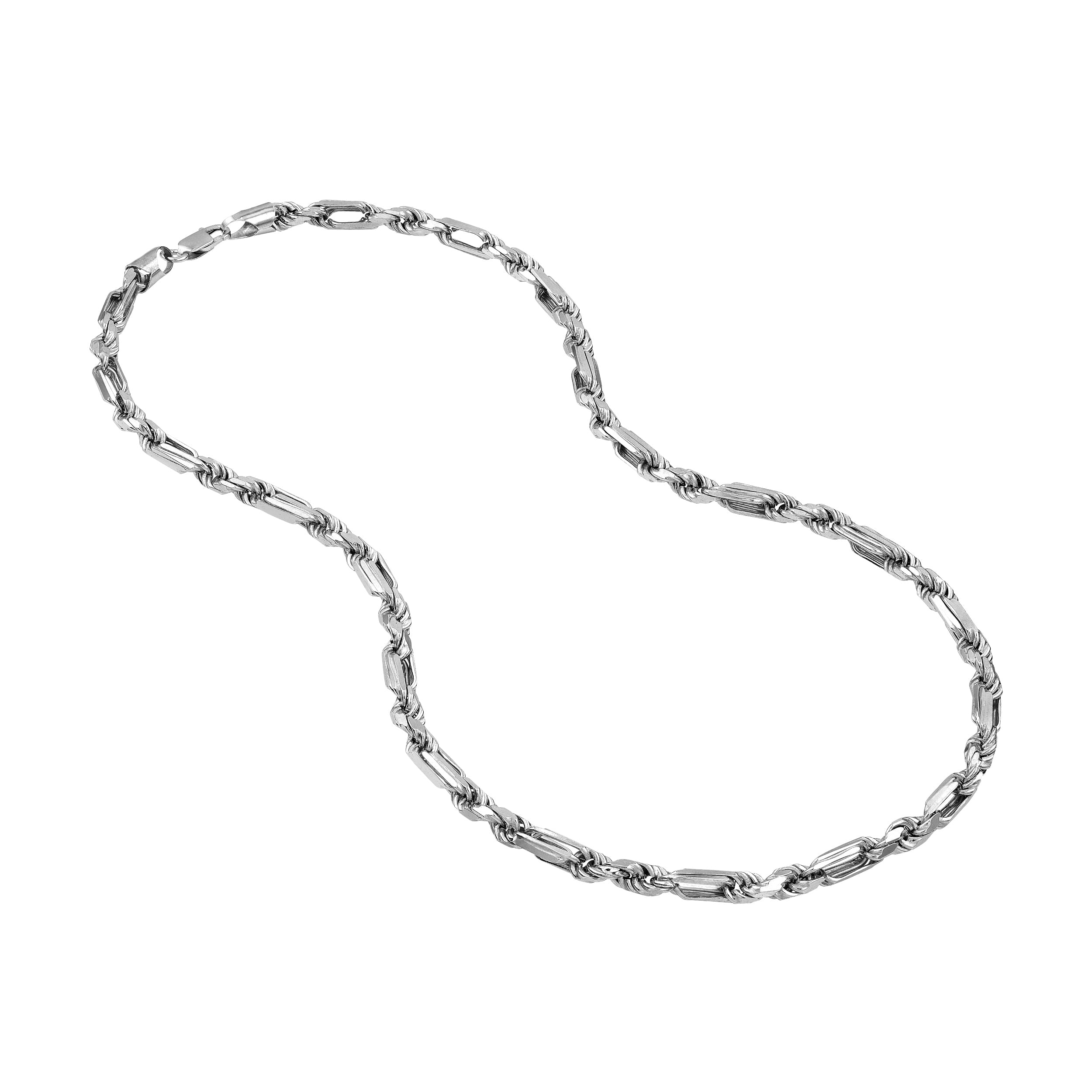 Sterling Silver 5.80mm D/C Figarope Milano Chain w Lob Lock