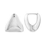 Sterling Silver Triangular Puff Hoop Earrings
