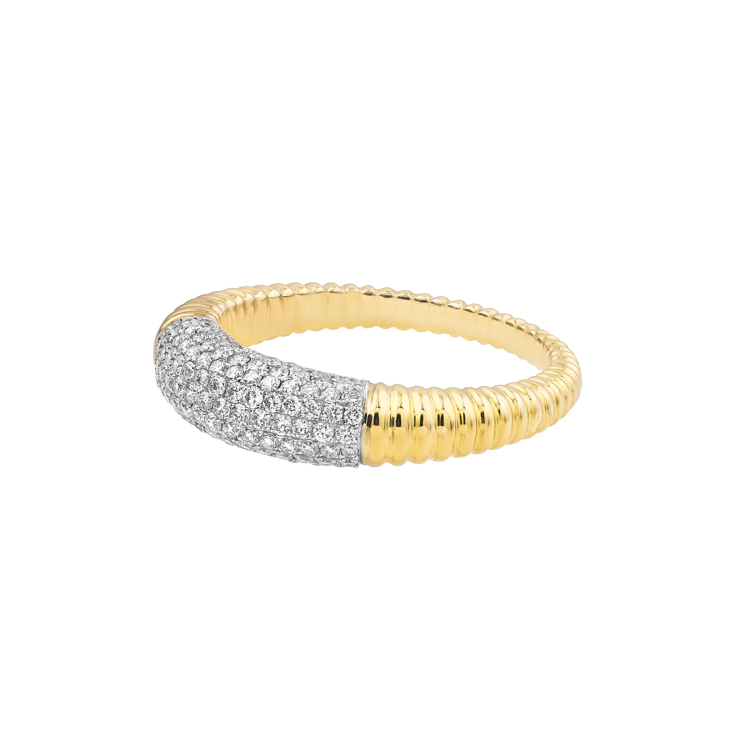 Diamond Pavé Ribbed Dome Ring