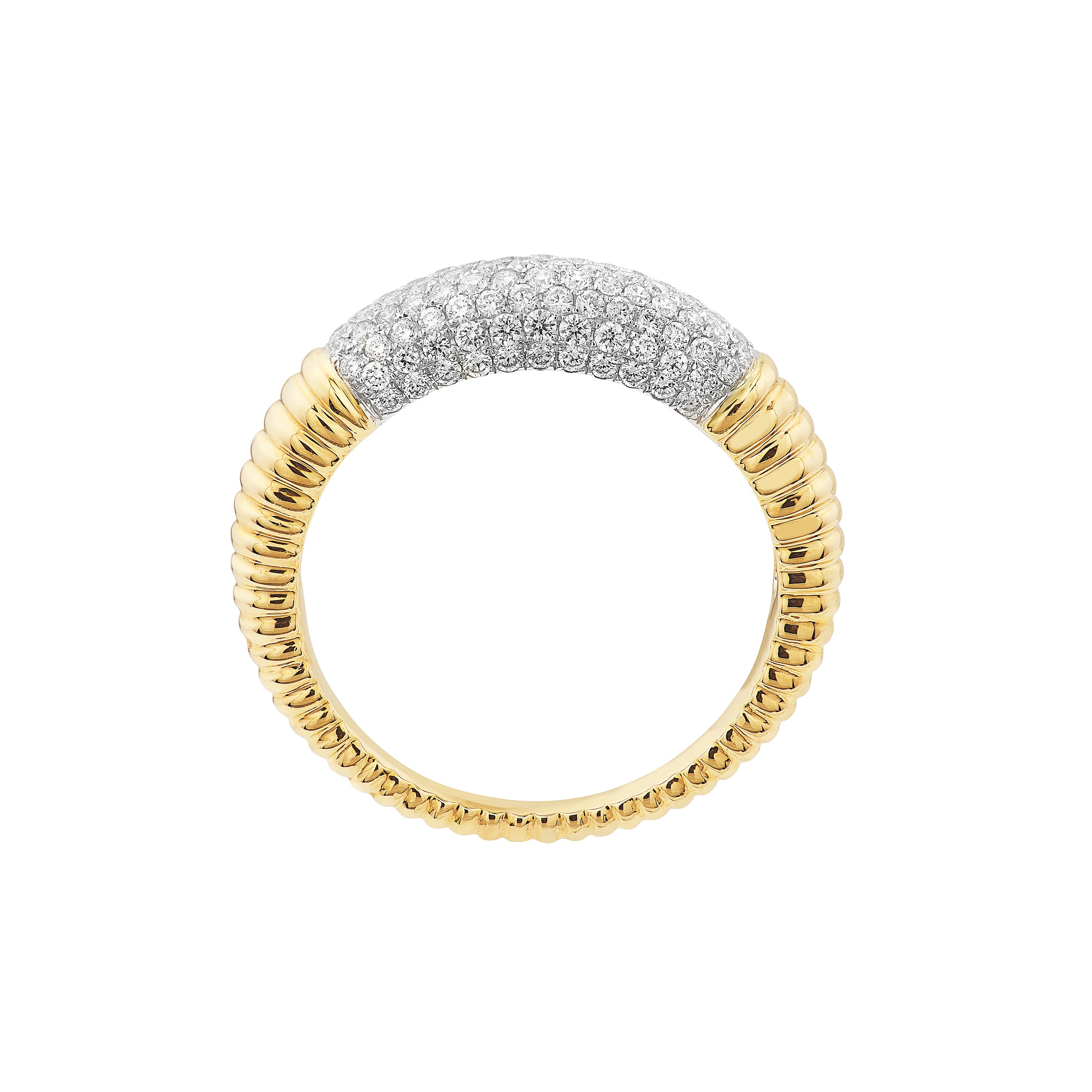 Diamond Pavé Ribbed Dome Ring