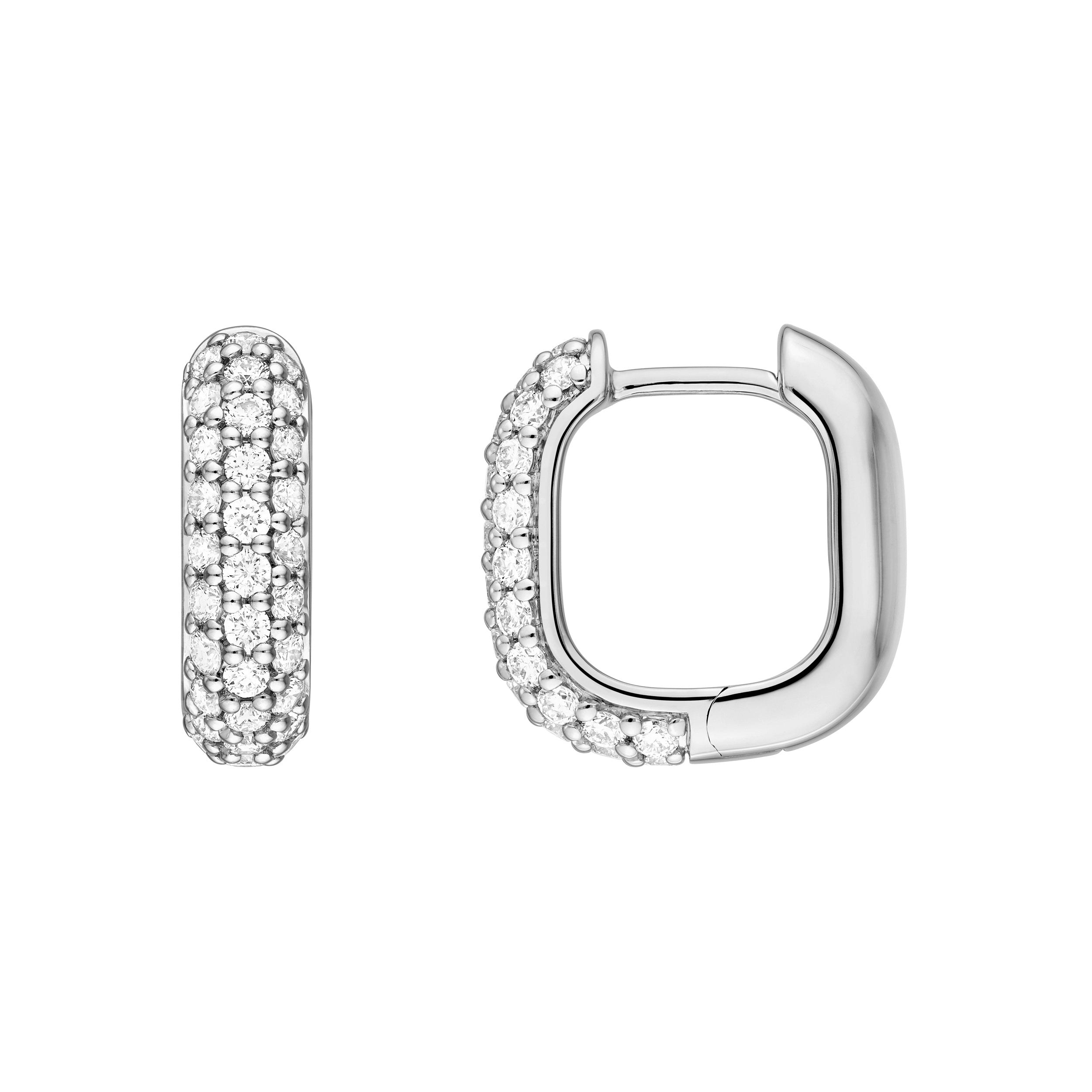 3 Row Pavé Diamond Paper Clip Huggies (5/8tcw)