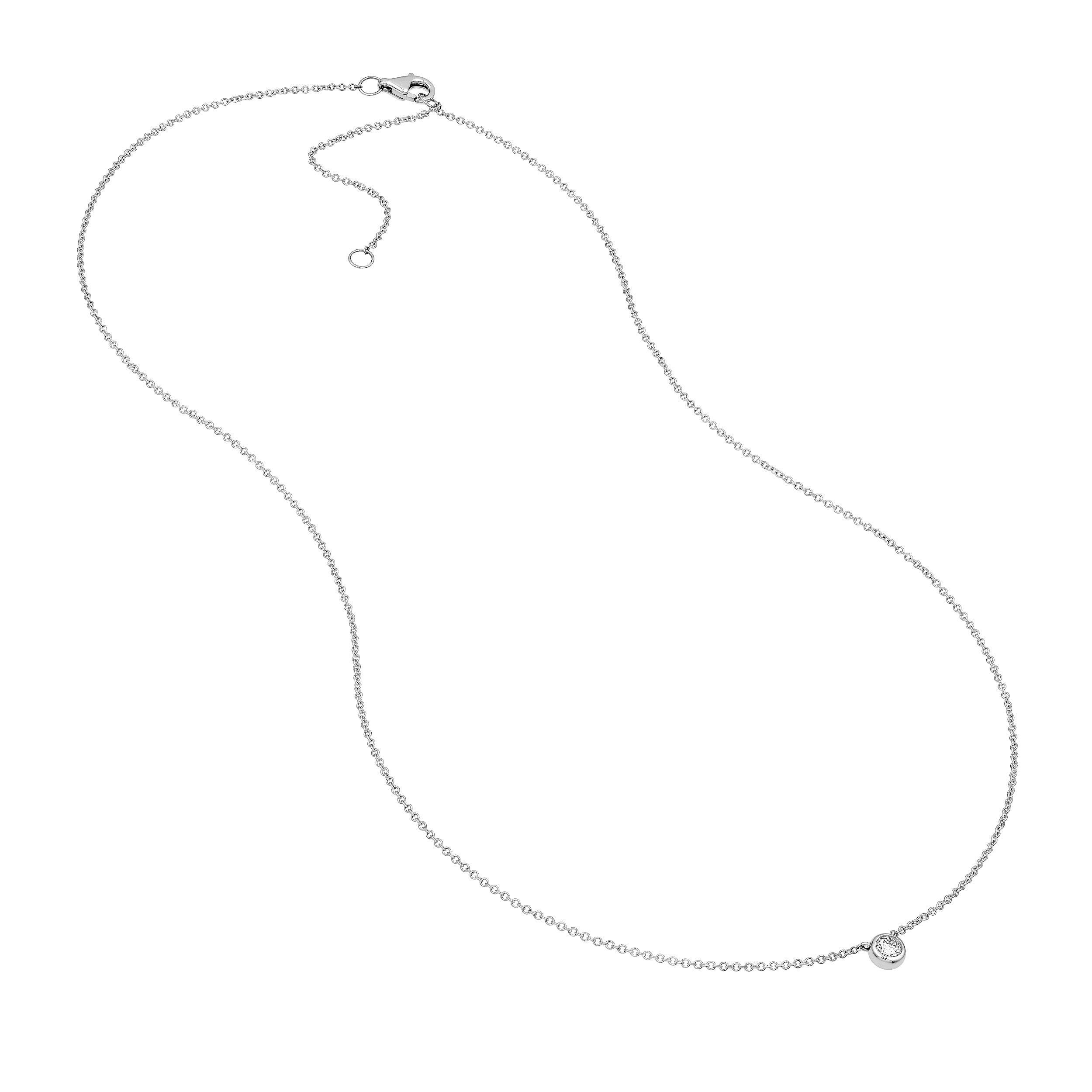 Bezel Set Round Diamond Necklace (1/10tcw)