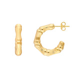 Fluted Bamboo Open Hoop Earrings
