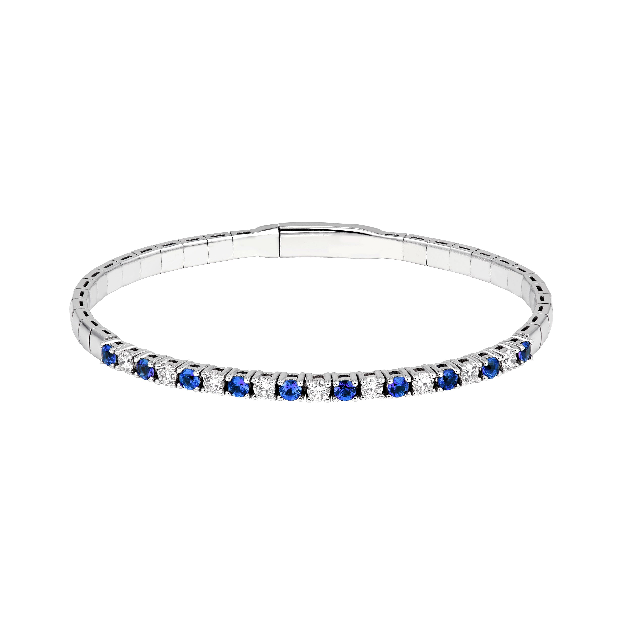 Blue Sapphire & Diamond Flex Tennis Bracelet