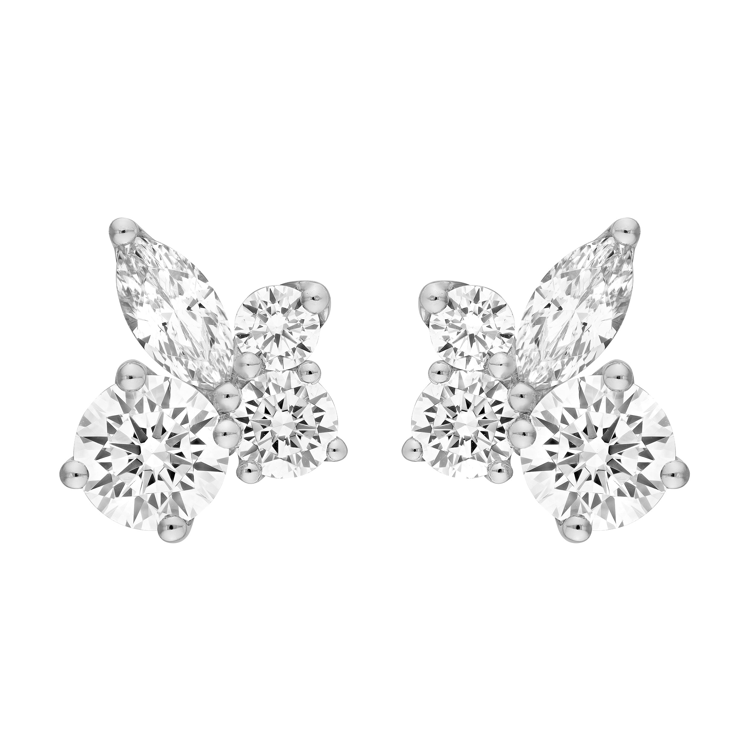 Diamond Blossom Cluster Stud Earrings
