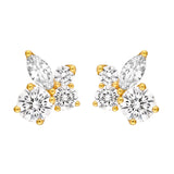Diamond Blossom Cluster Stud Earrings