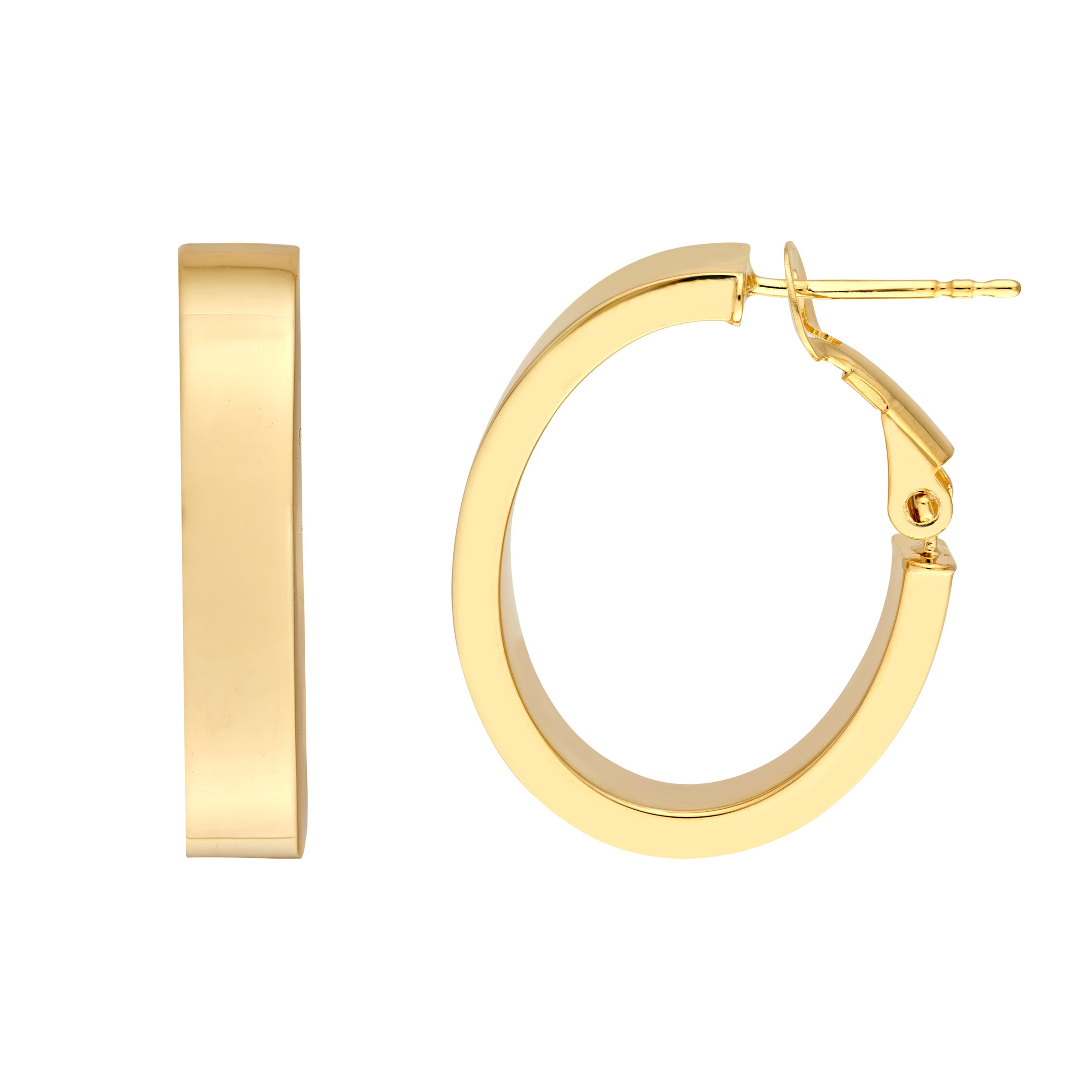 15mm Rectangle Tube Oval Hoop Earrings