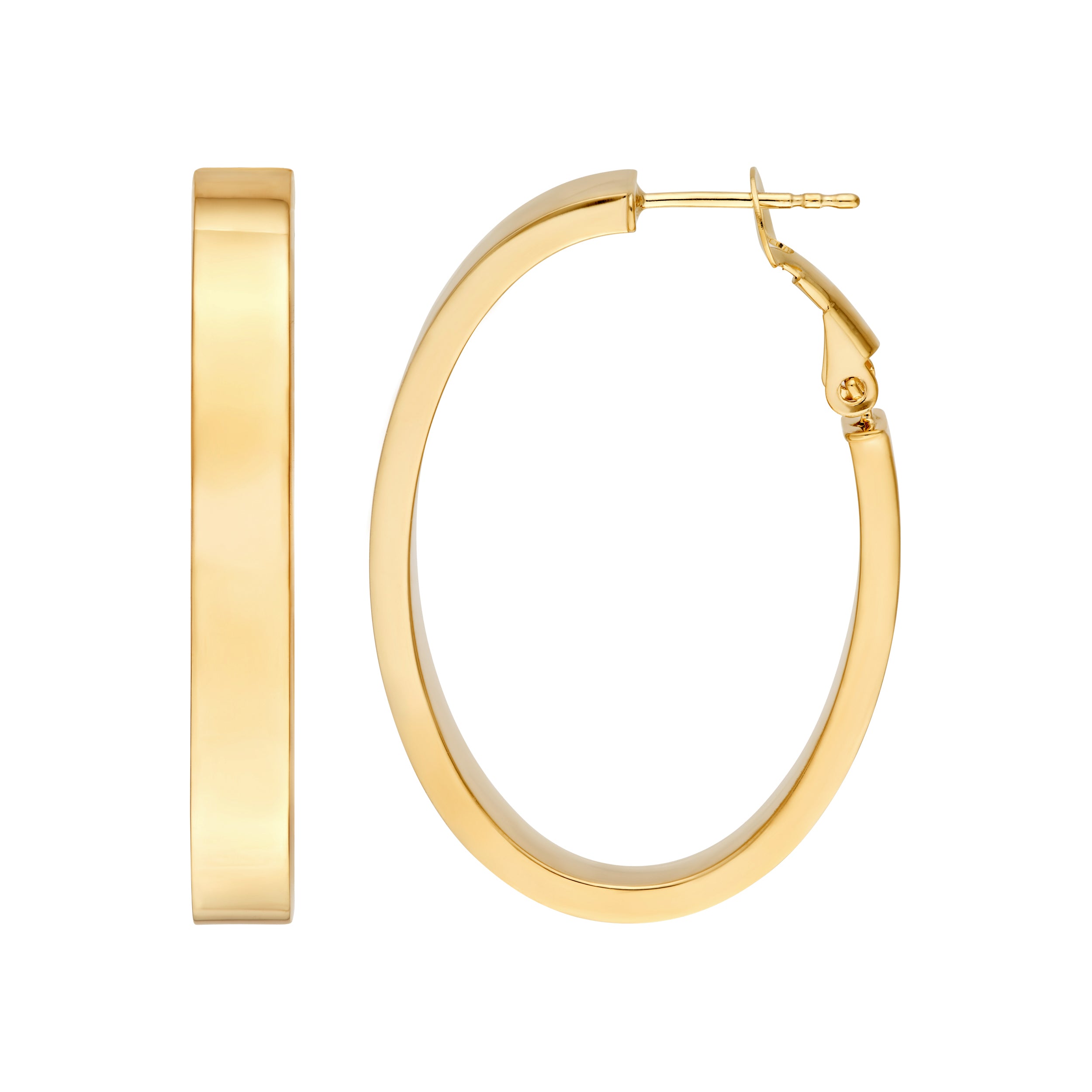 4x1.5mm Rectangle Tube Oval Hoop Earrings