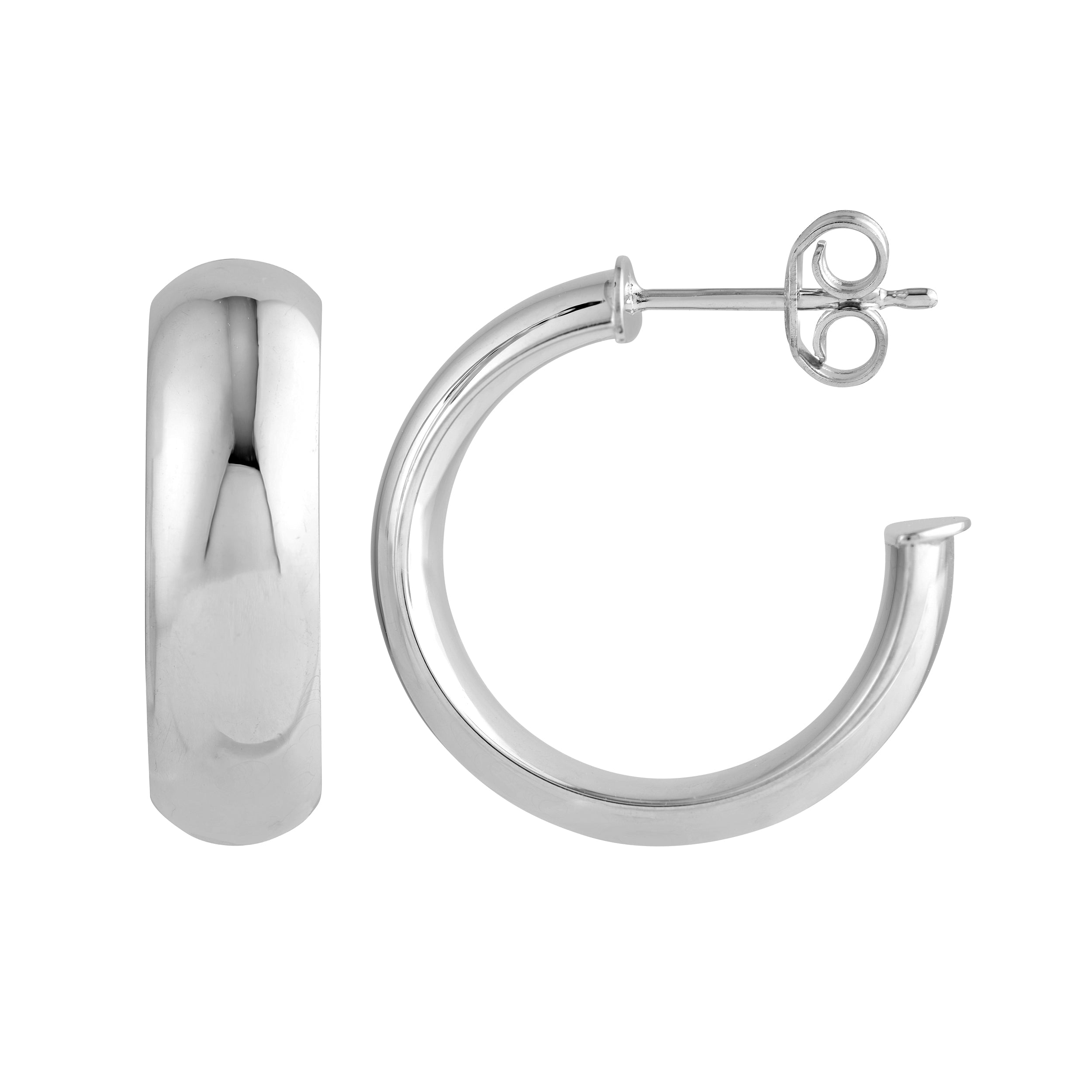 20mm D-Tube Round Hoop Earrings