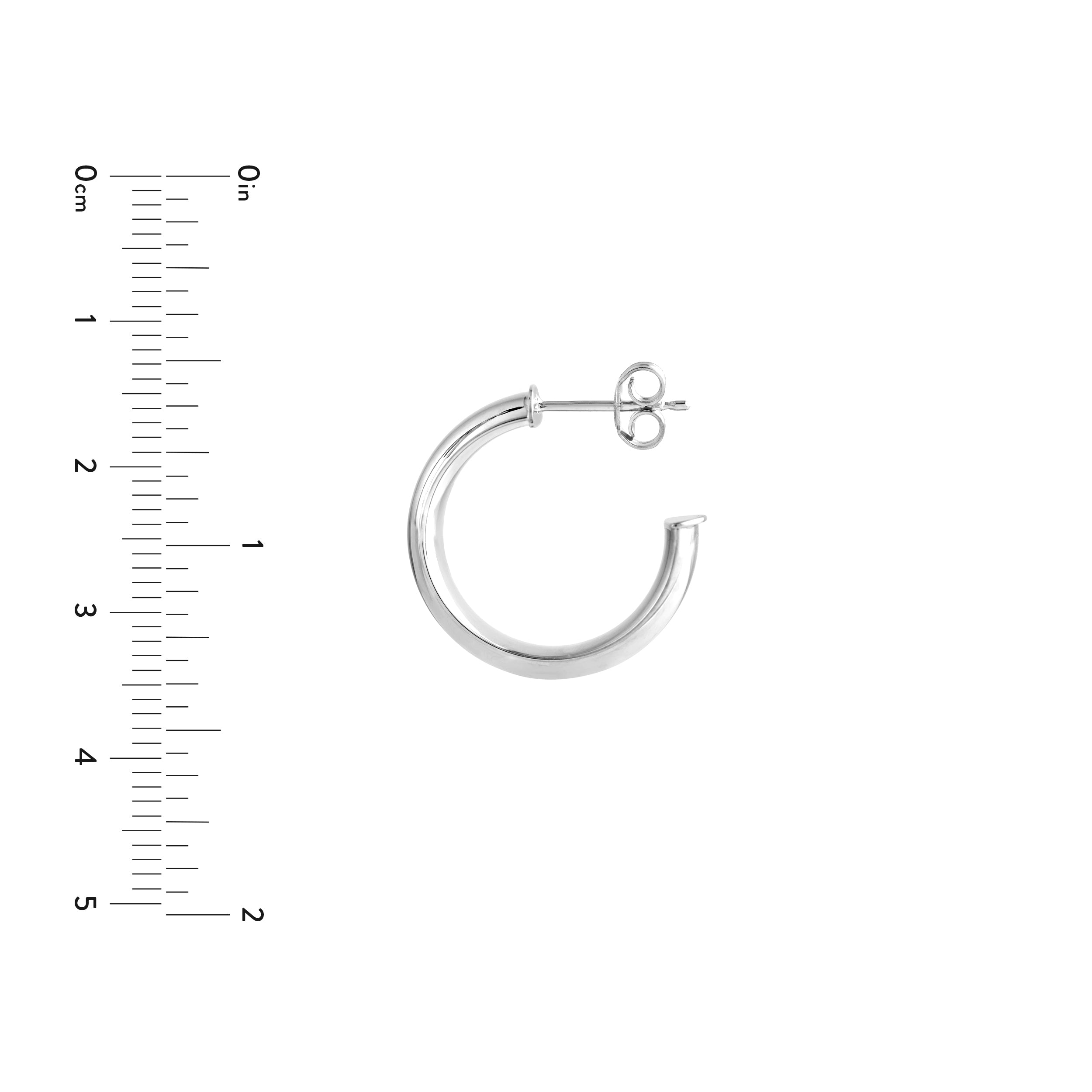 15mm D-Tube Round Hoop Earrings